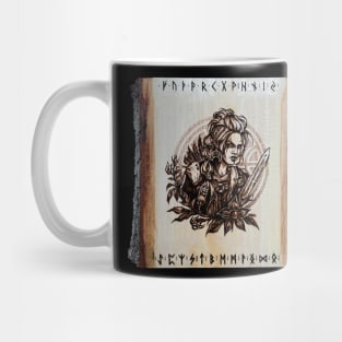 Valkyrie pyrography print! wood texture Mug